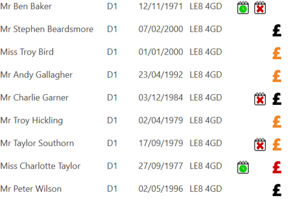 Appointment - patient search showing orange pending bills.png